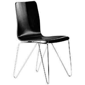   of Four High Wire Black Wood and Steel Dining Chairs