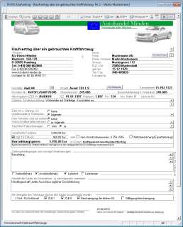 Kfz Händler Kaufvertragssoftware zur Erstellung von Kaufverträgen 