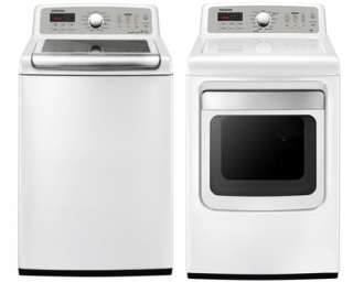 Samsung White 4.7 cu. ft. Top Load Washer and 7.4 cu ft Electric Steam 