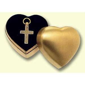  Heart Box with Polished Brass Cross Urn Pendant: Home 
