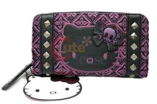 Sanrio Hello Kitty Angry Kitty Purple Tweed Checkbook Long Wallet 