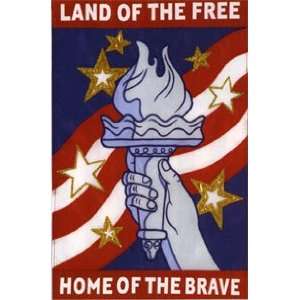  Land of the Free Applique Flag 28x40 Patio, Lawn 