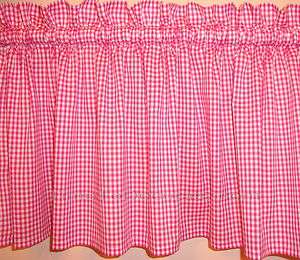 New PINK and WHITE VALANCE check Gingham custom  