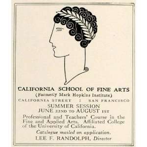  1925 Ad California Fine Arts School Mark Hopkins San 