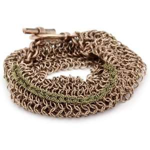  Nancy Bacich Chain Mail Mesh Double Wrap Pink Gold Plate 