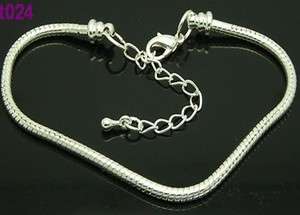   lobster clasp silver plated European charm bracelet Snake Chain t024