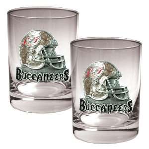 Tampa Bay Buccaneers NFL 2pc Rocks Glass Set   Helmet logo 