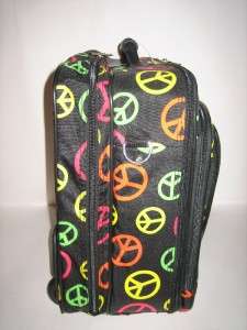 NEW MULTI PEACE SIGN 17INCH LAPTOP ROLLING BAG W/STRAP  