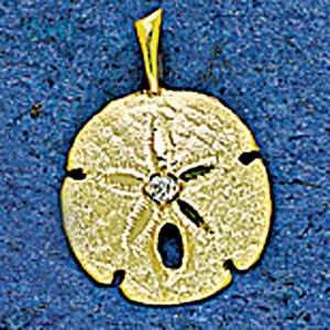  Mark Edwards 14K Gold 17MM Sand Dollar Nautical Pendant 