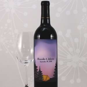  Personalized Camping Themed Wedding Wine Bottle Label 