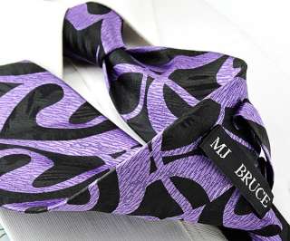   Jacquard Woven silk Mens Tie Novelty Necktie set Cufflinks Purple 04