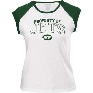 New York Jets  White/Green  Juniors Logo Property Too Cropped Sleeve 