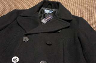 New POLO RALPH LAUREN   Academy Wool Peacoat Jacket   Black   Mens M 