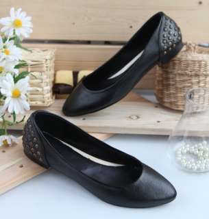 wholesale Plus Size Rivet Embellished Pointed Flat Shoes Black