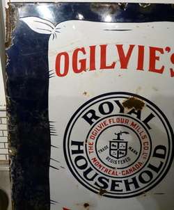 Old OGILVIES Royal Household FLOUR Porcelain ADVERTISING Sign GENERAL 