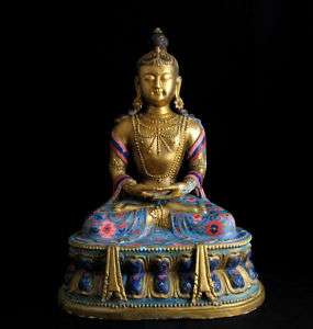 Antique Cloisonne Gilt Buddha Statue  