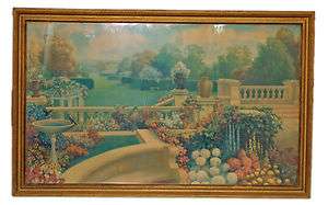 Venetian Garden by ROBERT ATKINSON FOX Framed 18x30 Large Print Vtg 