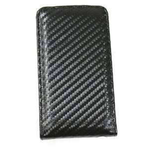  Black Carbon Fiber Leather Folio Flip Case / Pouch with Belt Clip 