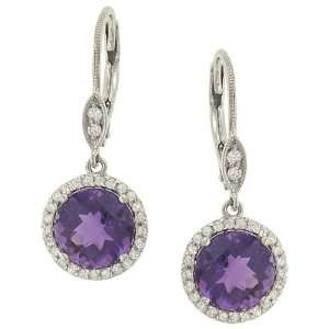    Amethyst(2.52ct) & Pave Diamond(.25ct) Dangle Earrings Jewelry