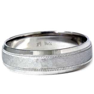 Mens 14K White Gold Hammered Comfort Wedding Band Ring  Pompeii3 Inc 