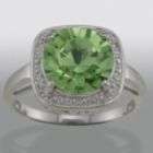 Green Crystal Sterling Silver Ring