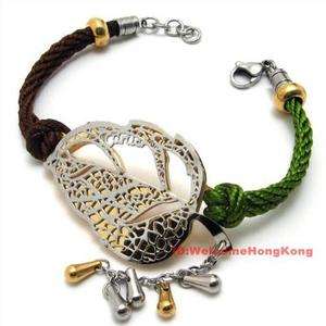 Silver Gold Charm Leaf Stainless Steel Bracelet Bangle  