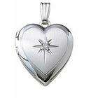 PicturesOnGold 14k White Gold Heart Locket, Solid 14k White Gold 