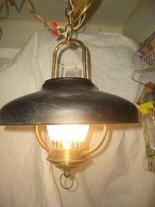   Black Metal and Brass Hurricane Ceiling Light Swag Pendent Lamp  