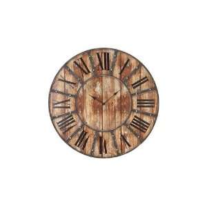    Benzara 69211 Round Metal Wood Clock 24 in. D