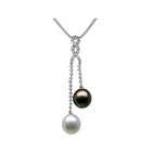 Tahitian Cultured Pearl and Diamond Accent Drop Pendant. 14K White 