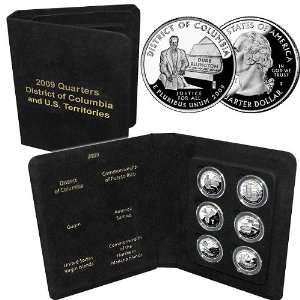  2009 Set of 6 Proof Clad DC and Territorial State Quarters 