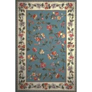   Floral Slate Blue/Ivory 1728 7 7 Round Area Rug: Home & Kitchen