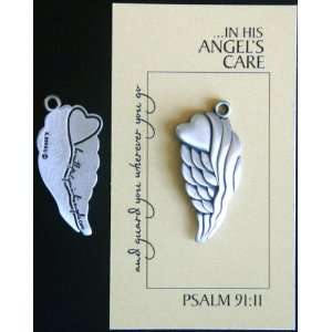  In His Angels Care Pewter Pocket Token Angel Wing with 
