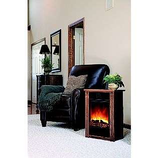Accent Electric Fireplace with Amish made Wood Mantle   Dark Oak  Heat 