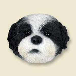 Shih Tzu, Black/White, Sport Cut Dog Head Magnet (2 in):  