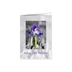  Selectively colored blue iris   Happy 24th Birthday Card 