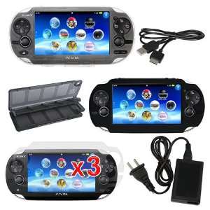 Sony PS vita Playstation Combo, Skque Black Soft Silicone Gel Case + 3 