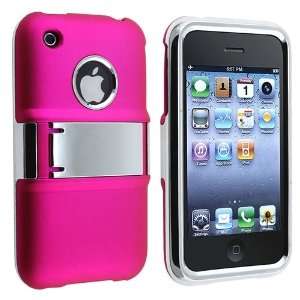   ® 3G / 3GS , Hot Pink with Chrome Stand Cell Phones & Accessories