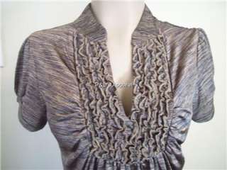 New Siren Lily Maternity Womens Clothes S M L XL Brown Ruffle Shirt 