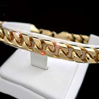   WARRANTY Mens SQUARE Curb Link 9 14ct Gold GL SOLID Bracelet  