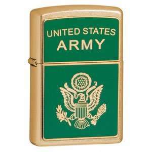  Zippo Gold Dust Lighter, Army Crest Emblem Sports 