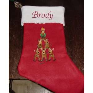  24 Personalized Reindeer Christmas Stocking: Home 