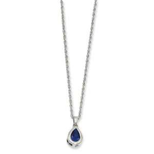    Rhodium plated September Birthstone Teardrop CZ Necklace: Jewelry