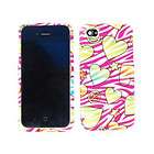   iPhone 4 4S Phone Case Hearts Peace Signs Pink Zebra Skin Hard Cover