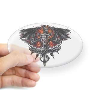  Sticker Clear (Oval) Dragon Sword with Skulls and Chains 