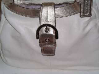 398 COACH SOHO Leather Large HOBO BAG PURSE 17092 White/Gold PERFECT 