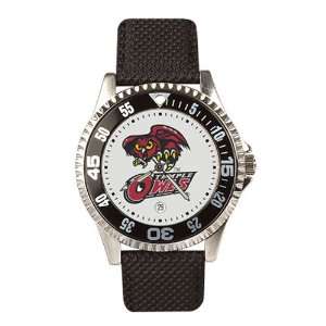  Temple Owls Mens Competitor Watch W/Leather Band Sports 