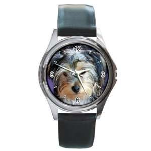  Yorkshire Terrier Puppy Dog 3 Round Leather Watch CC0654 