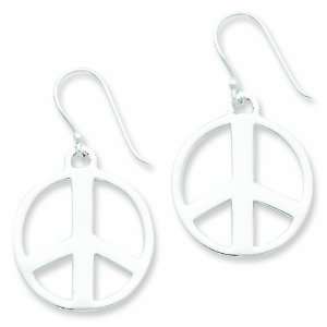  Sterling Silver Peace Sign Dangle Earrings: Jewelry