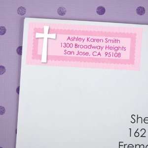  Delicate Pink Cross   30 Personalized Baptism Return 